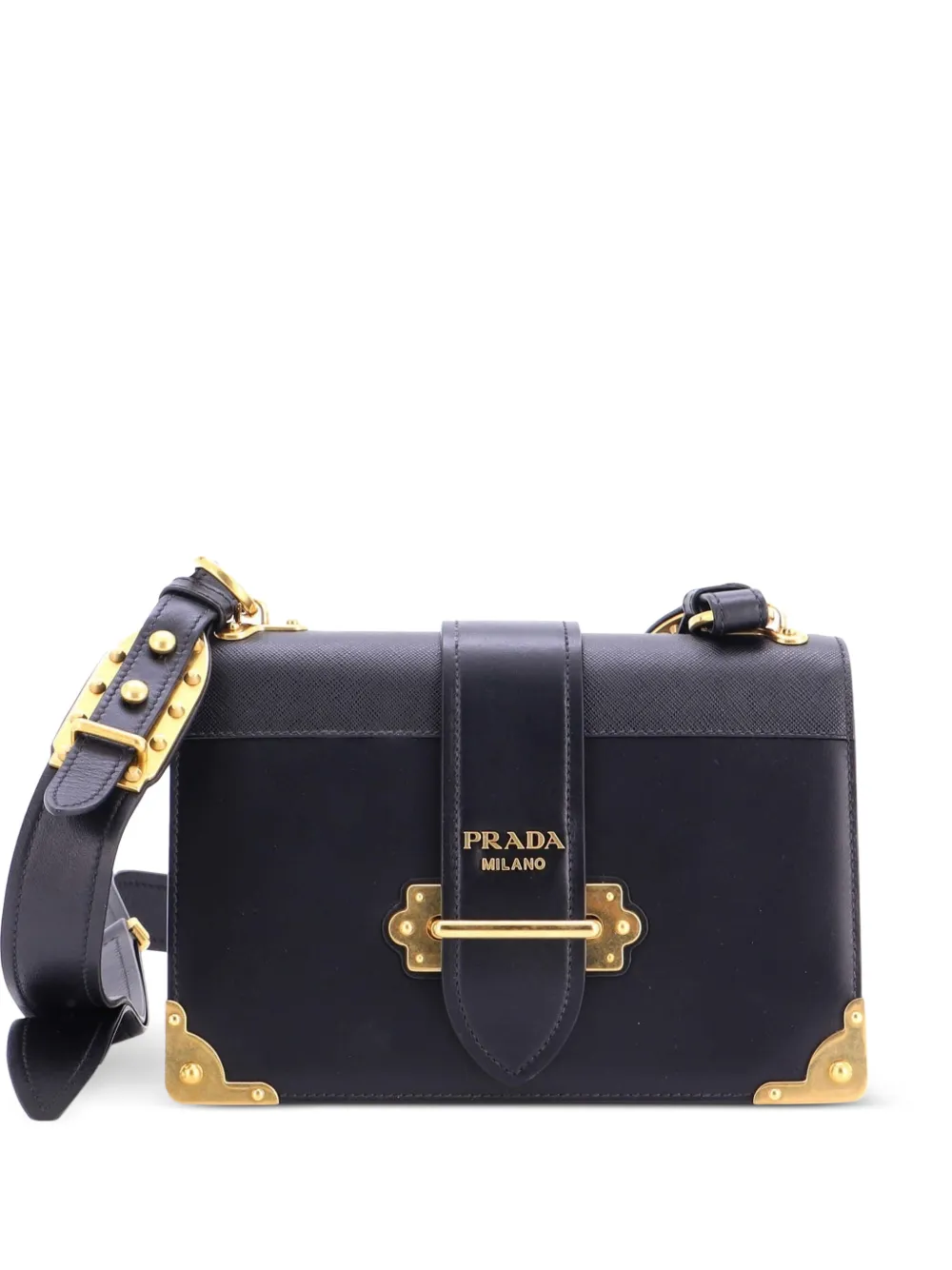 Prada Pre-Owned Cahier Leather and Saffiano Leather Large crossbody bag - Schwarz