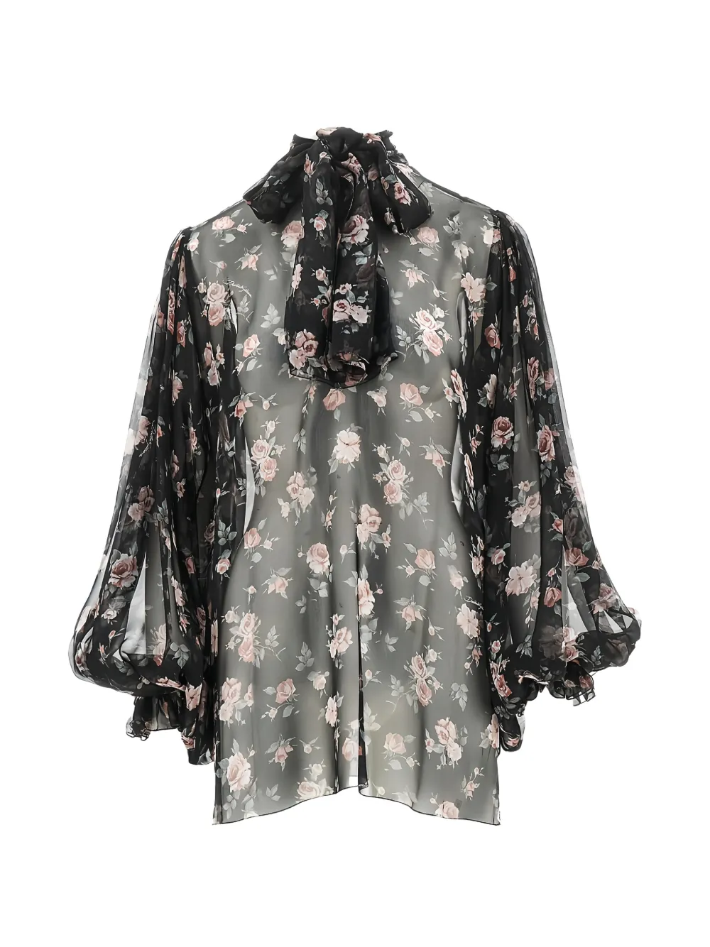 Dolce & Gabbana floral ruffled blouse - Nero