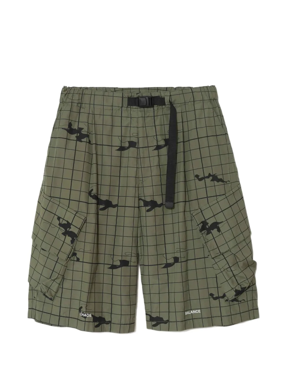 Undercover camouflage grid shorts - Verde