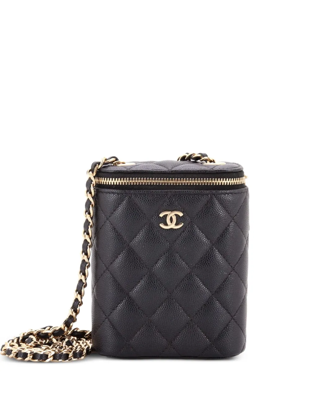 CHANEL Pre-Owned Vertical Classic Vanity Case with Chain Quilted Caviar Small shoulder bag - Nero