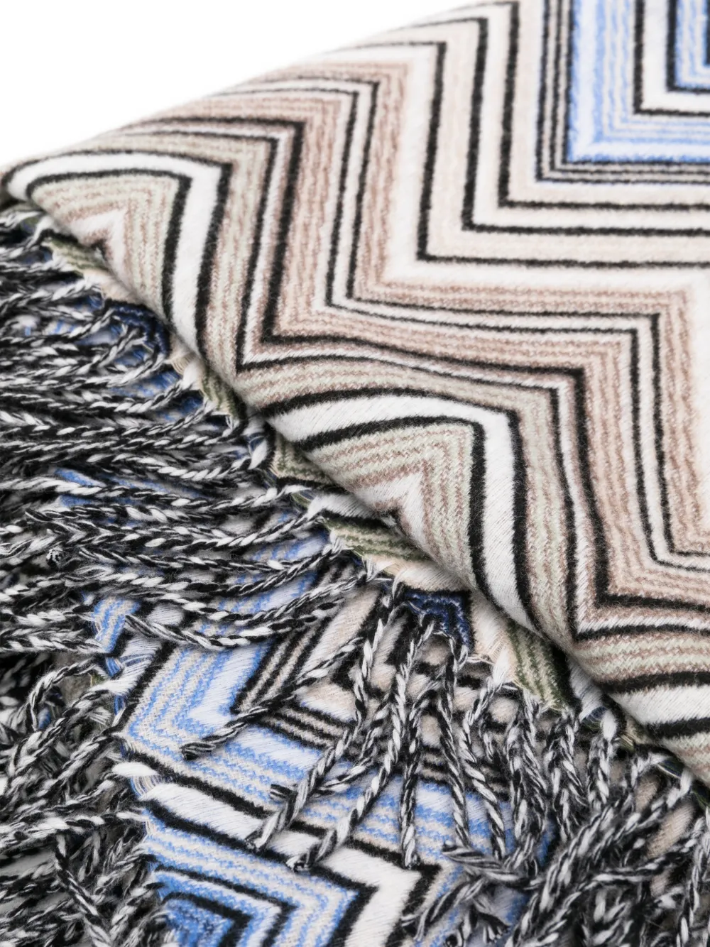  Missoni Home Perseo Fringed Zigzag Throw - White 