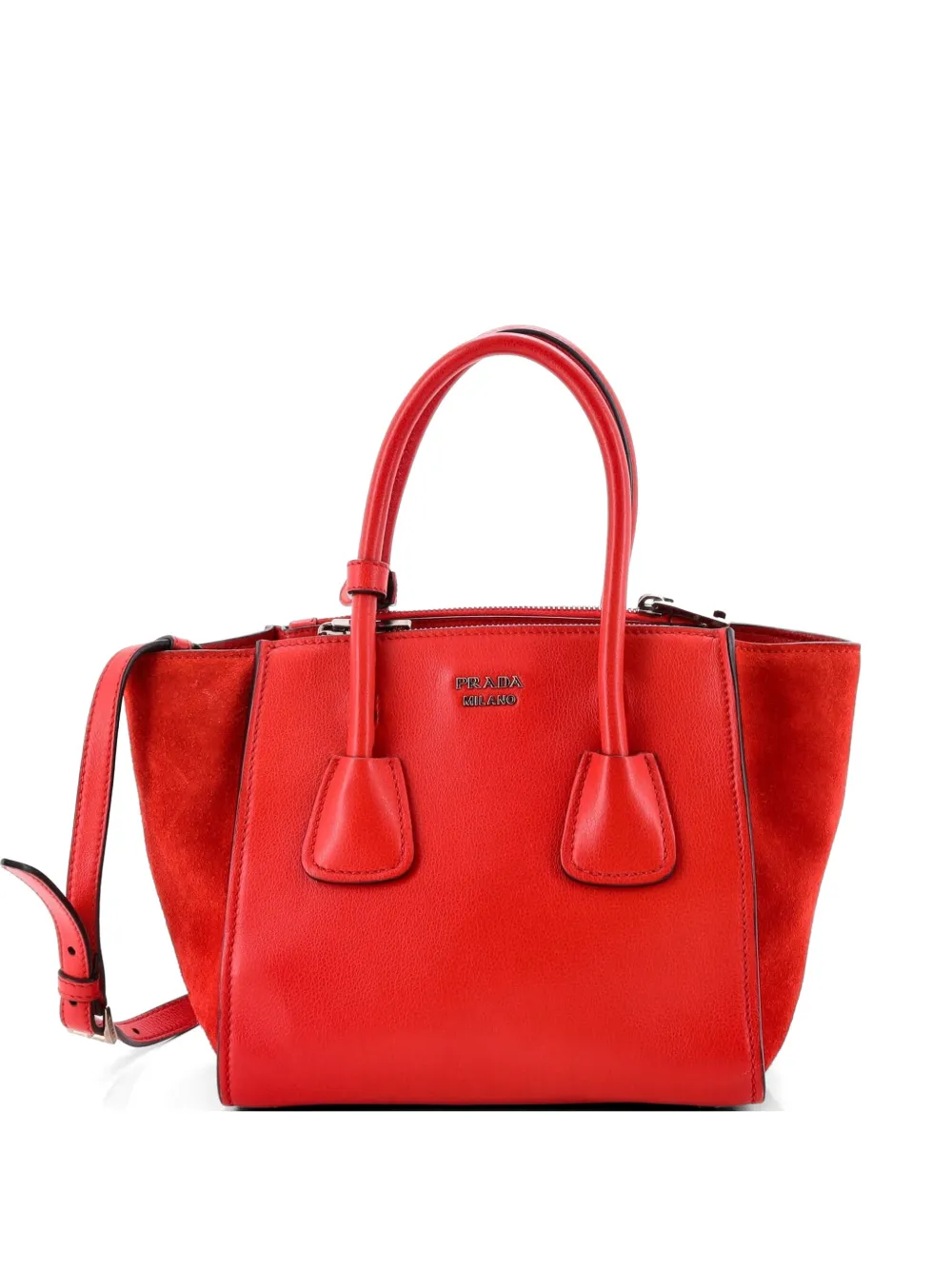 Prada Pre-Owned Twin Pocket Convertible Leather with Suede Mini tote bag - Rosso