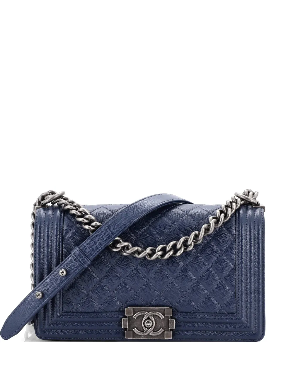 CHANEL Pre-Owned Boy Flap Bag Quilted Caviar Old Medium crossbody bag - Blu