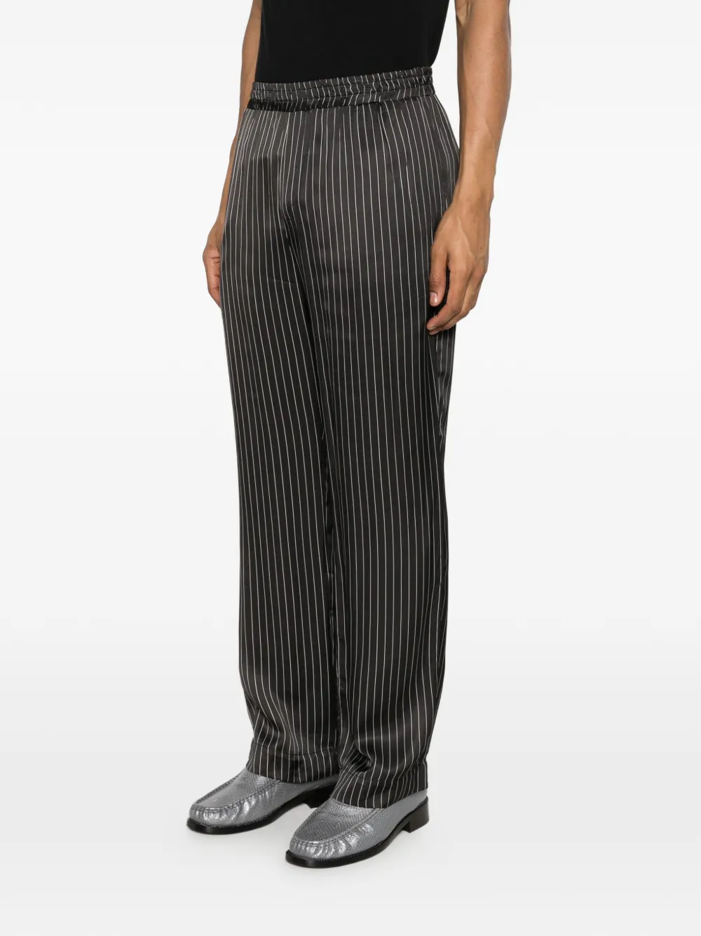  Ernest W. Baker Striped Trousers - Black 