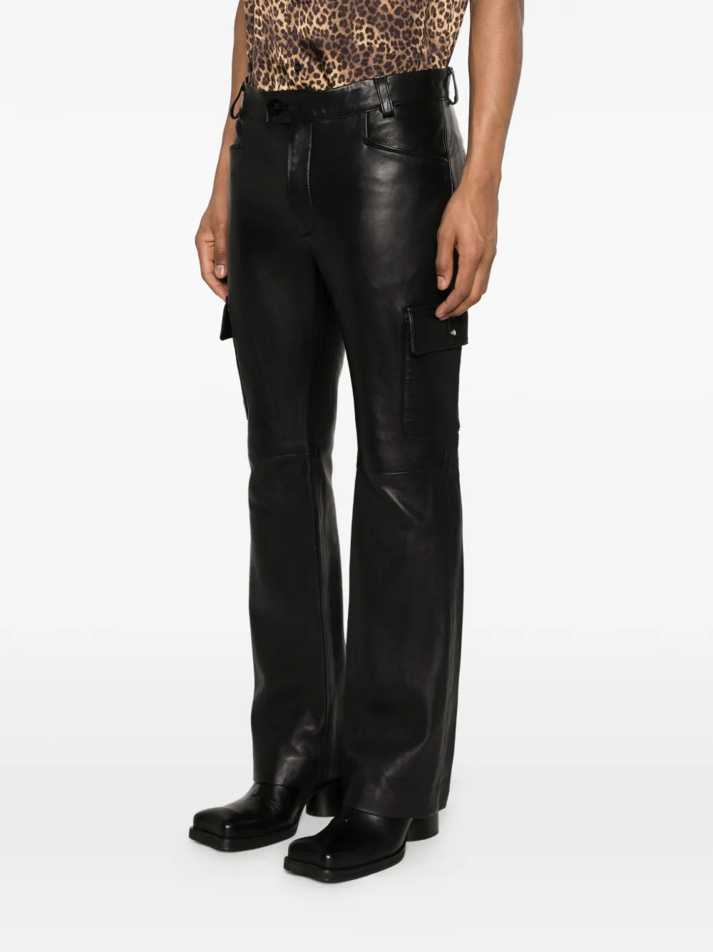 Ernest W. Baker Leren broek met zak Zwart