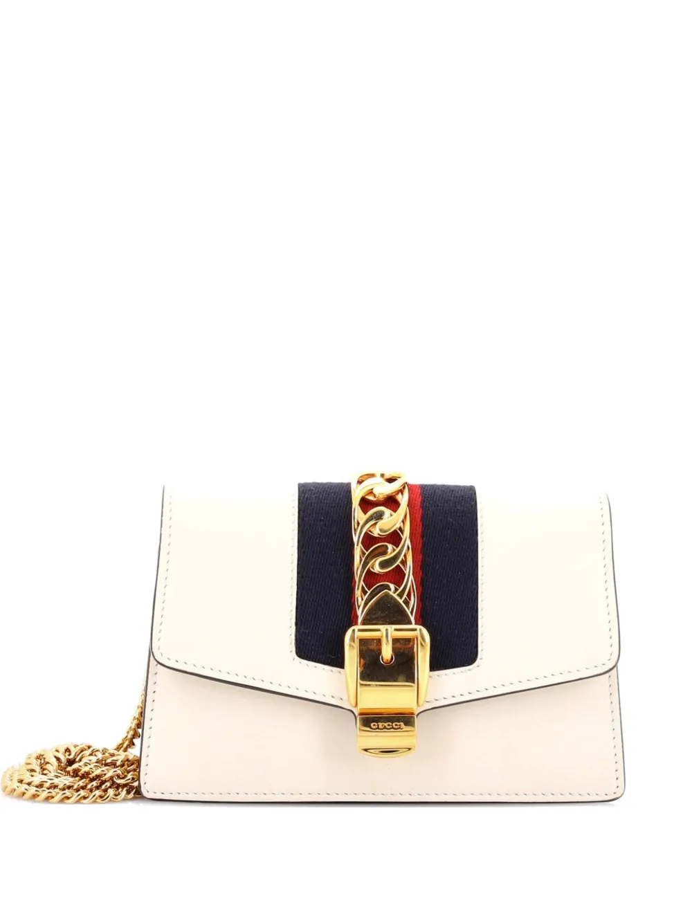 Gucci Pre-Owned Sylvie Chain Shoulder Bag Leather Super Mini crossbody bag - Bianco