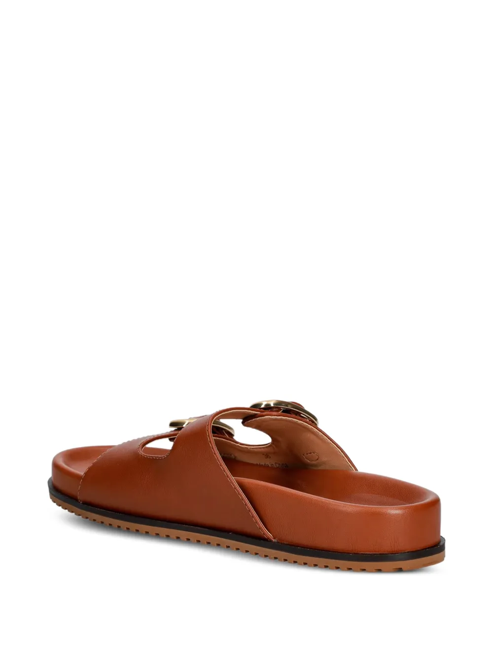 TWINSET buckle-fastening leather slides Bruin