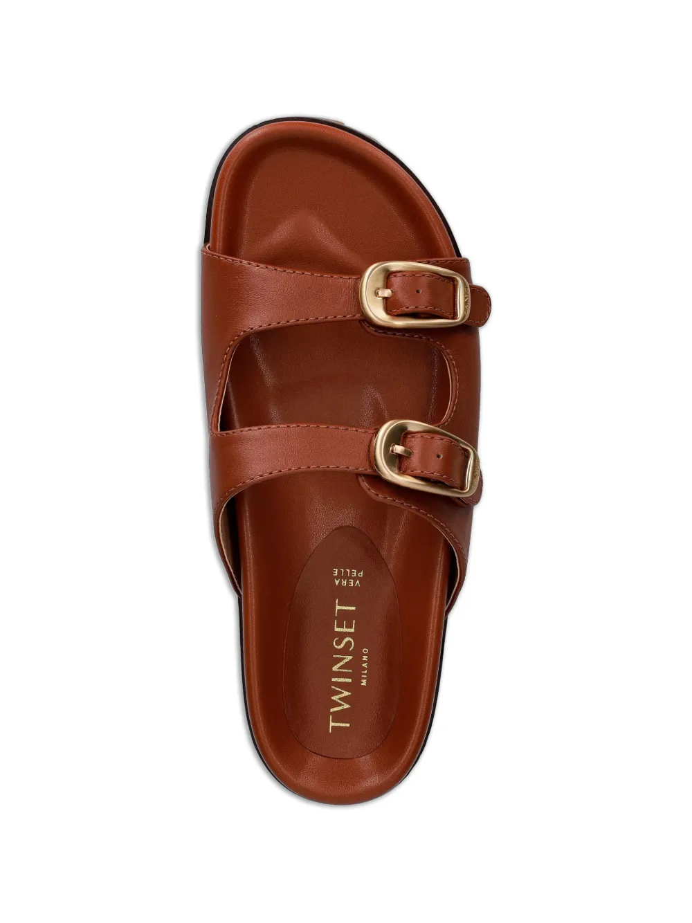 TWINSET buckle-fastening leather slides Bruin