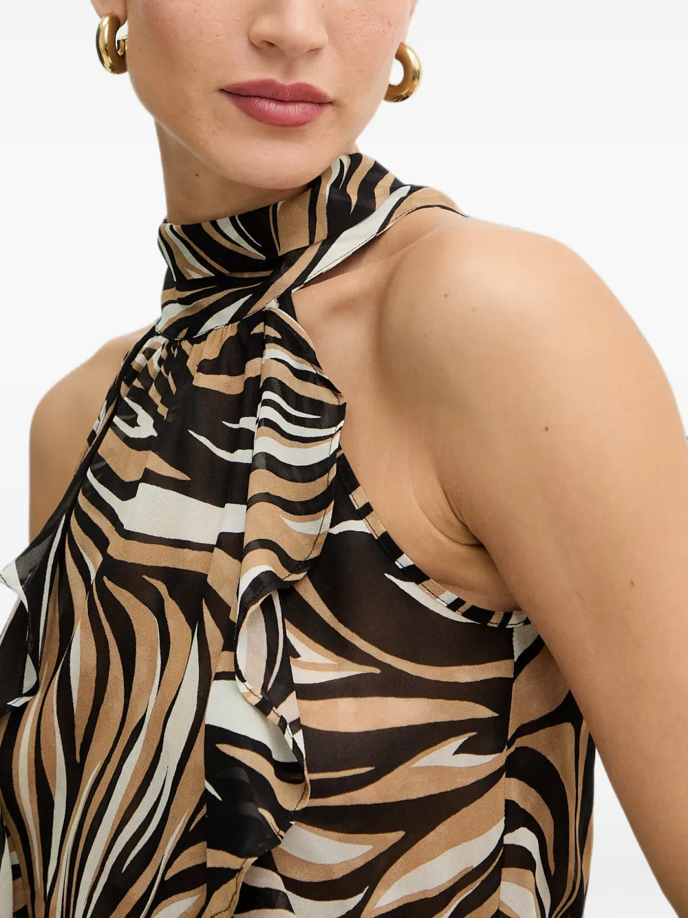 TWINSET sleeveless ruffled top Zwart