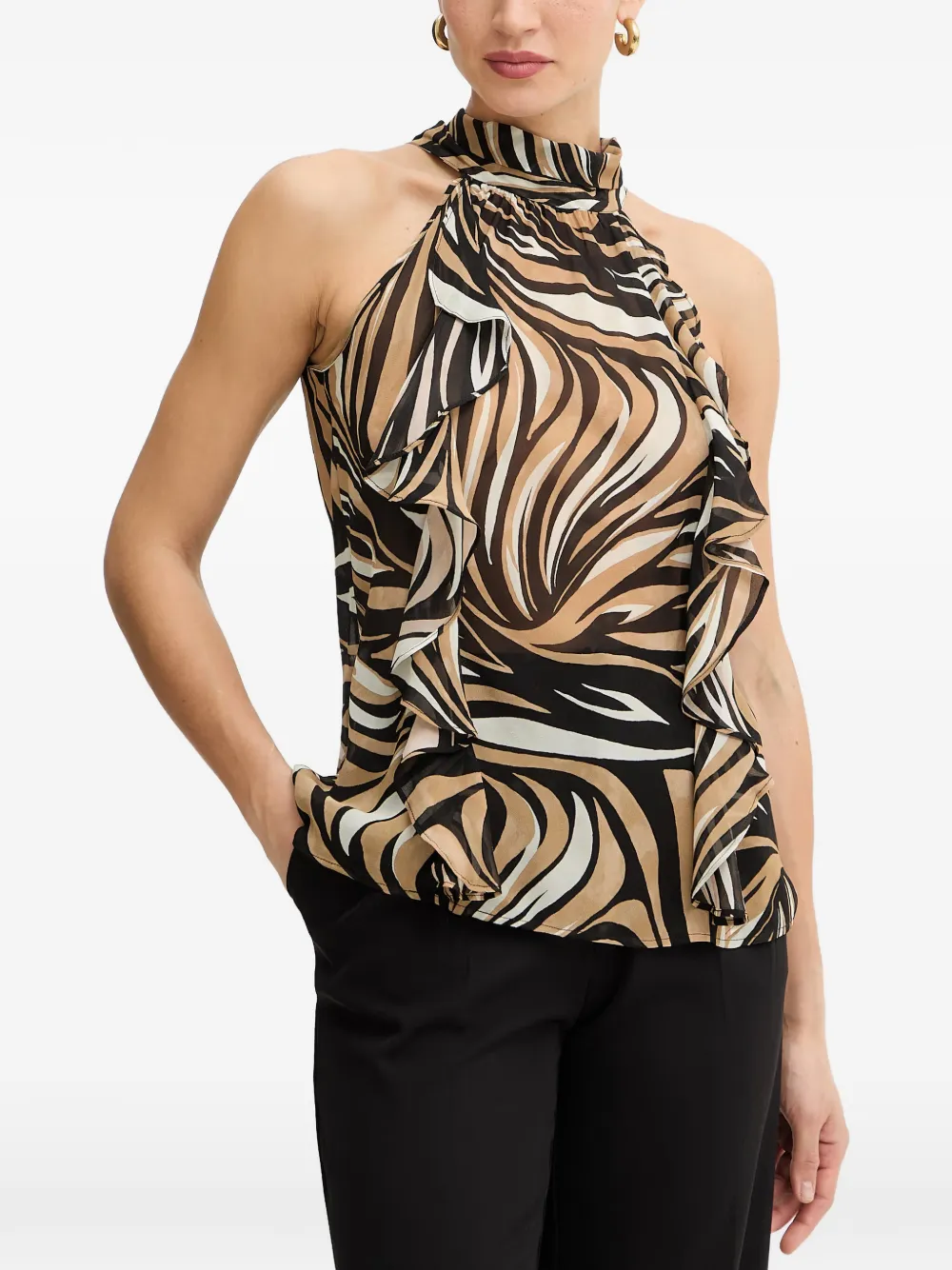 TWINSET sleeveless ruffled top - Nero