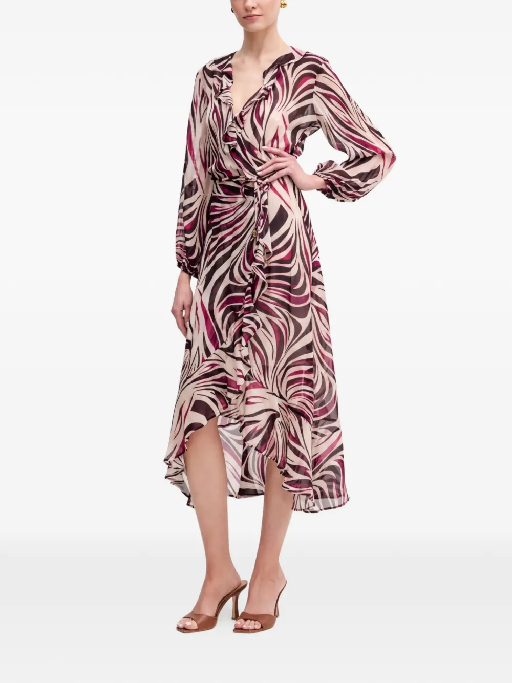 TWINSET Wikkeljurk met ruches Beige