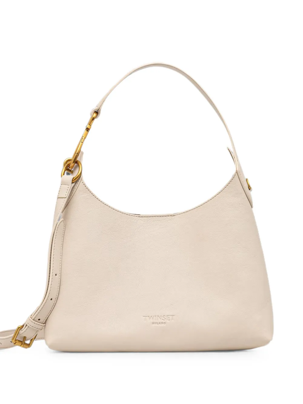 TWINSET logo-debossed leather shoulder bag - Nude