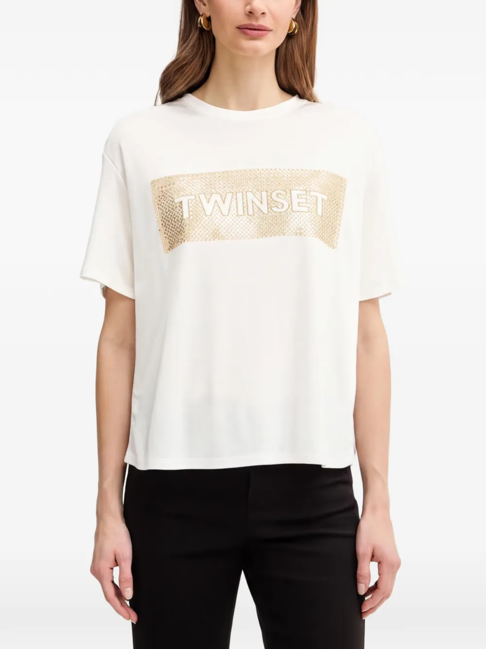 TWINSET T-shirt verfraaid met pailletten Beige