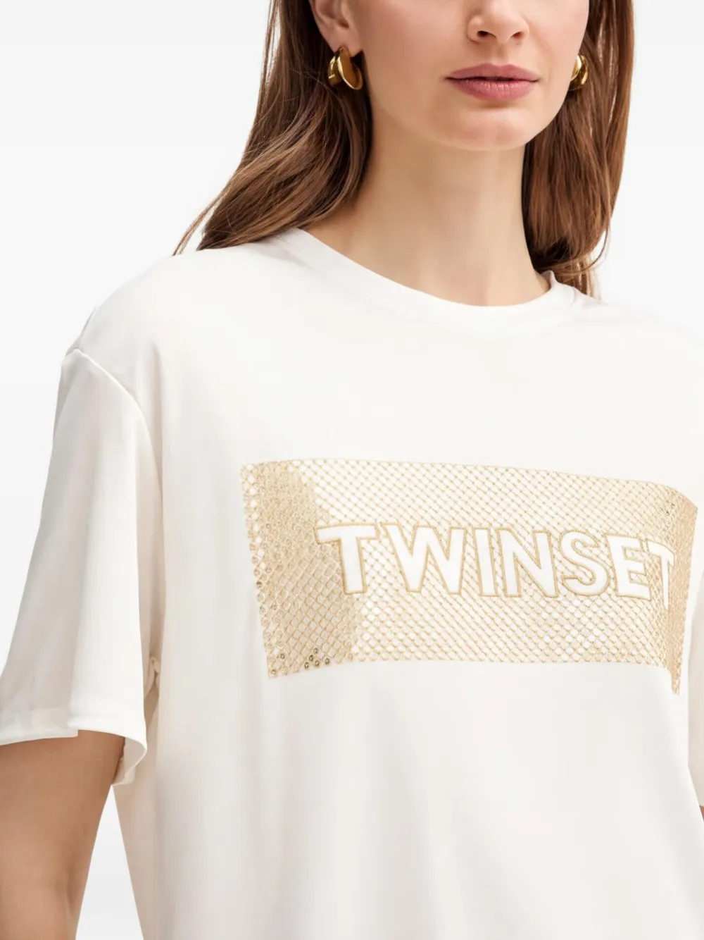 TWINSET T-shirt verfraaid met pailletten Beige