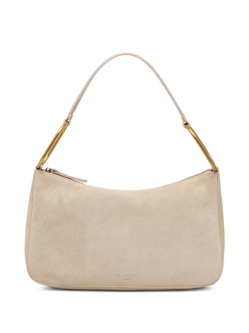 TWINSET medium Liliane suede gold-tone hardware shoulder bag - Toni neutri