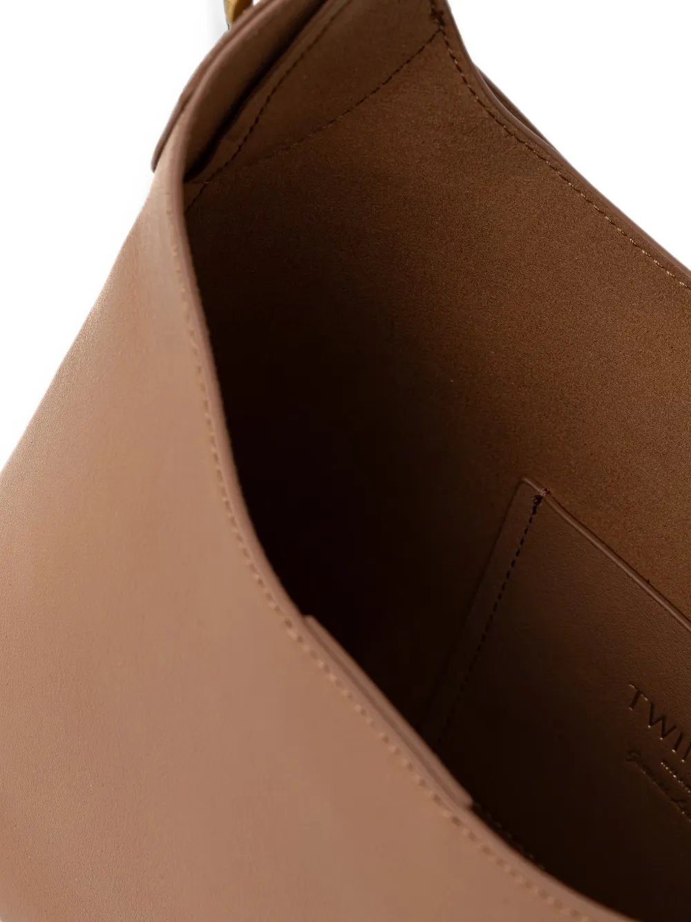 TWINSET Kleine leren shopper met logo-reliëf Bruin
