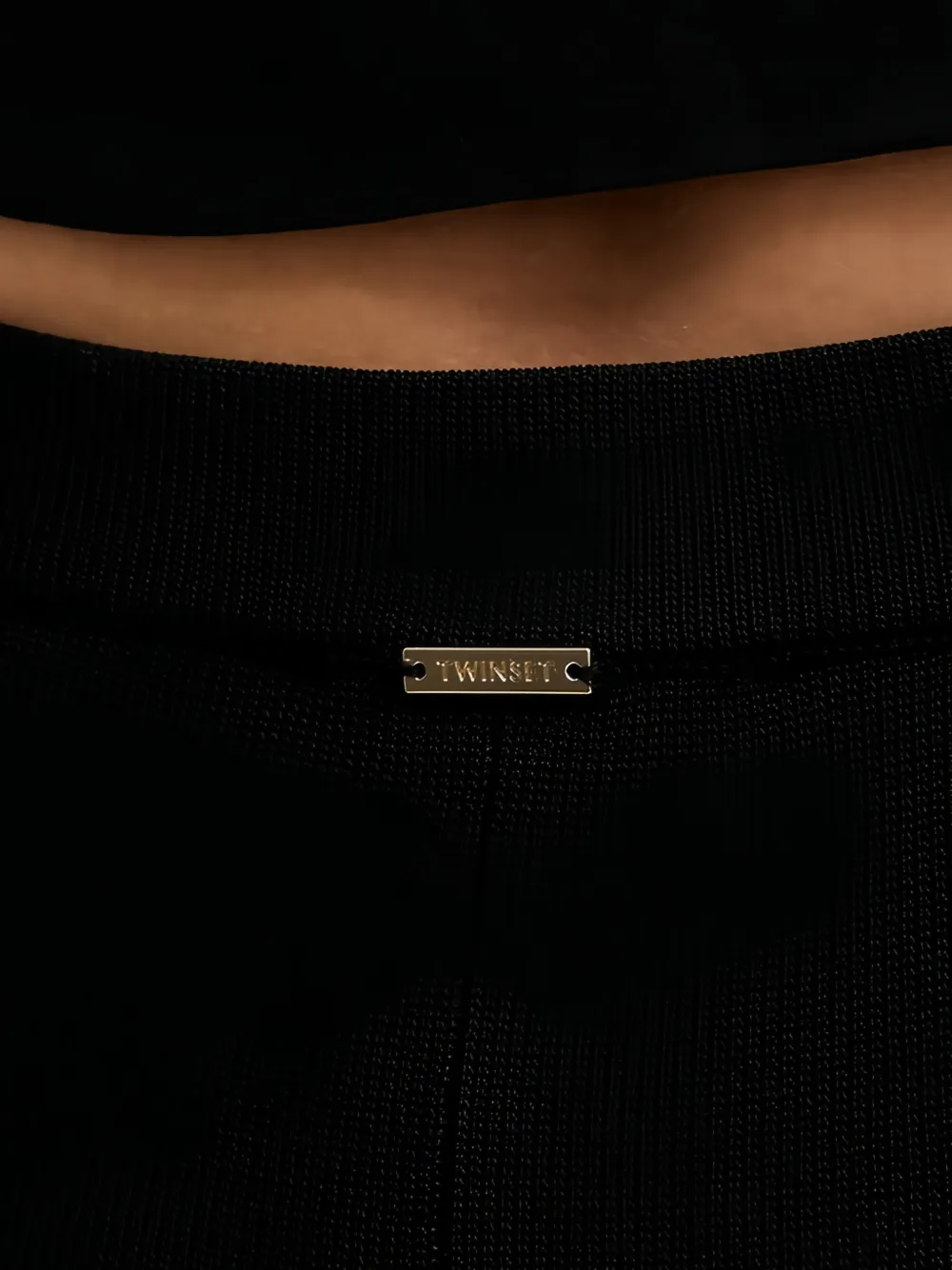 TWINSET Gehaakte broek met ruches Zwart