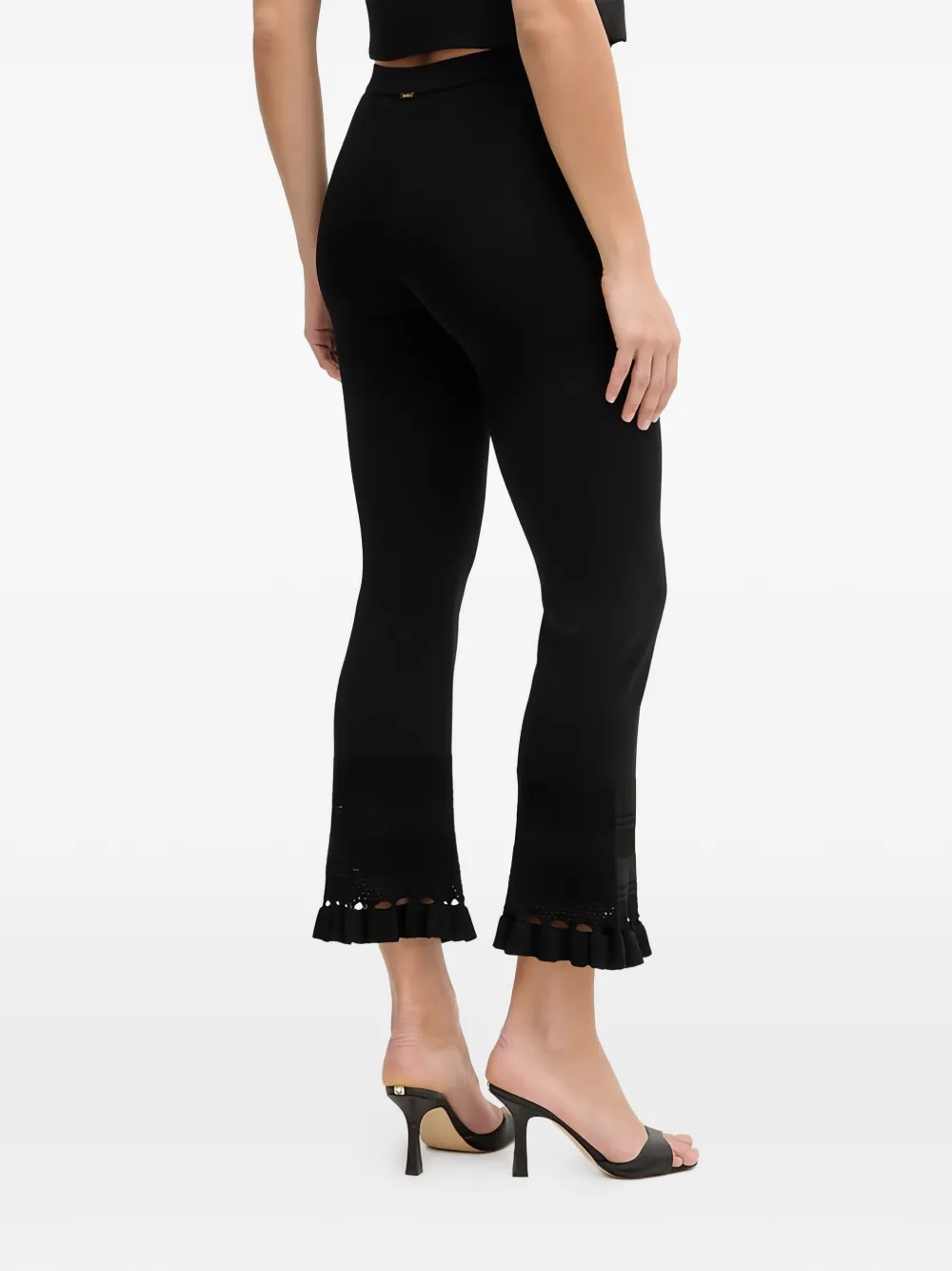 TWINSET Gehaakte broek met ruches Zwart