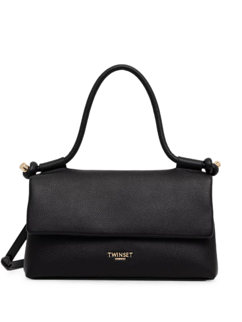 TWINSET logo-plaque pebbled-effect shoulder bag - Schwarz