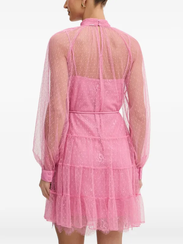 esprit pink dress TWINSET Tiered Point d'esprit Mini Dress | Pink