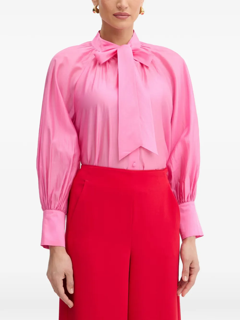 TWINSET pussy-bow balloon-sleeve blouse - Rosa