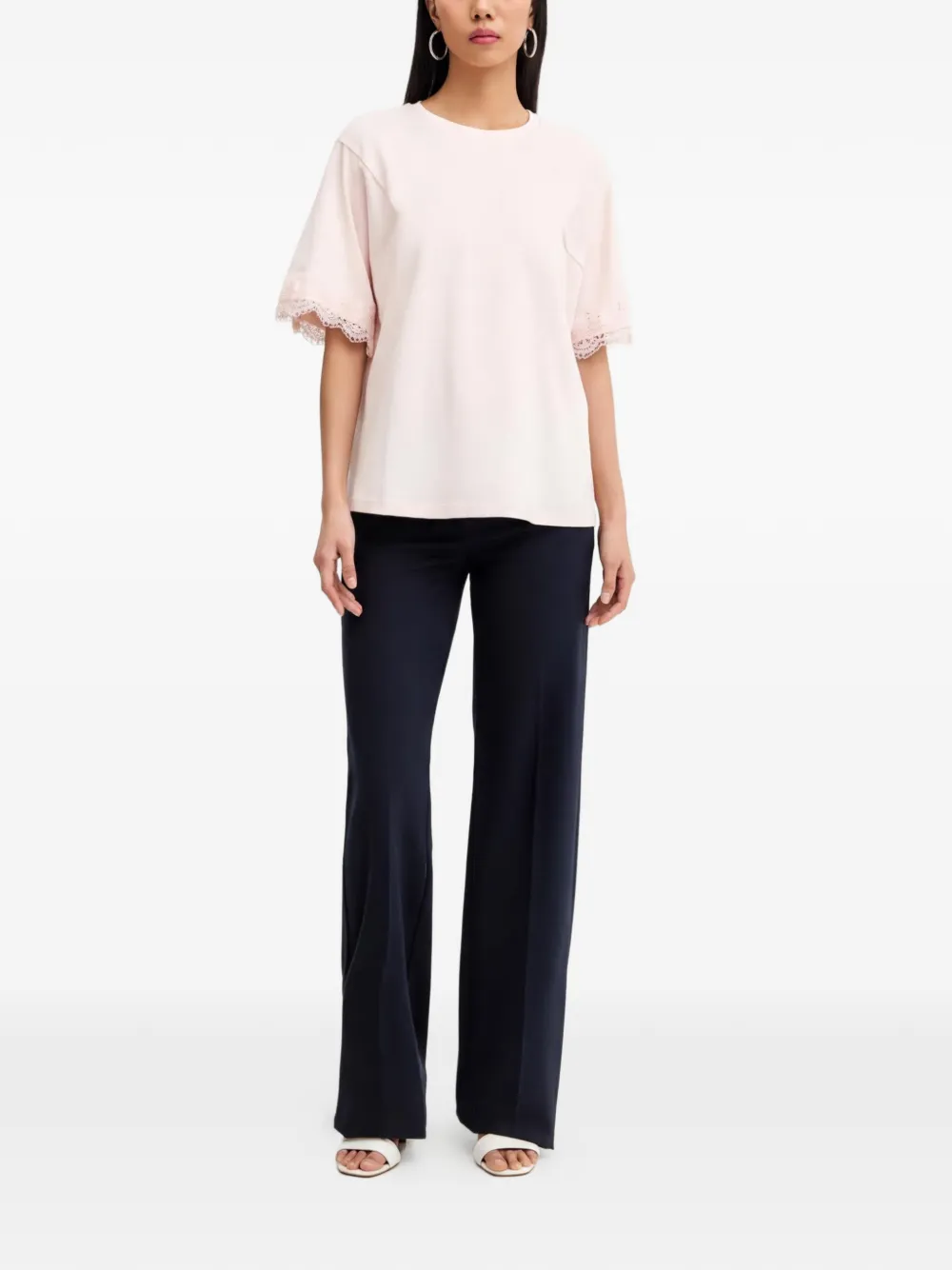 TWINSET T-shirt met kanten afwerking Roze