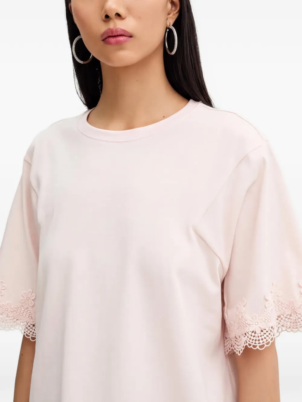 TWINSET T-shirt met kanten afwerking Roze