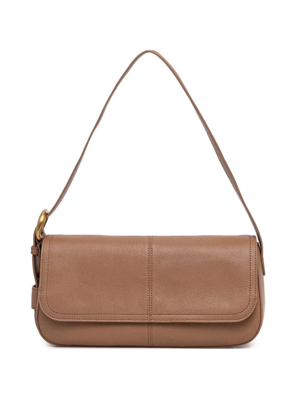 TWINSET buckle-detail pebbled shoulder bag - Marrone