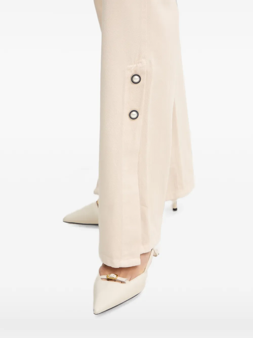 TWINSET Jeans verfraaid met ringlets en split Beige