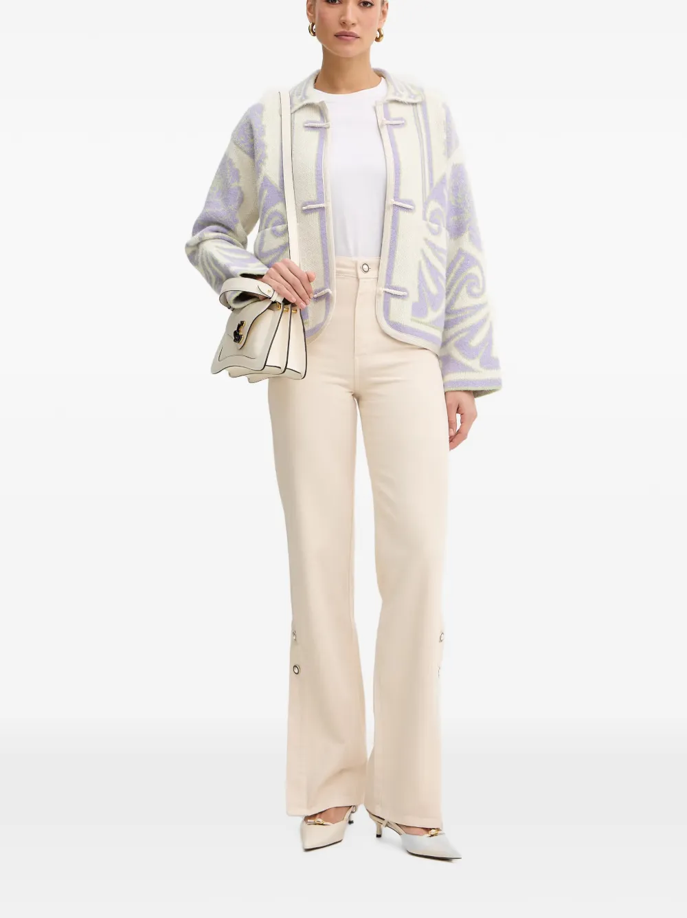 TWINSET eyelet-embellished slit-hem jeans - Toni neutri