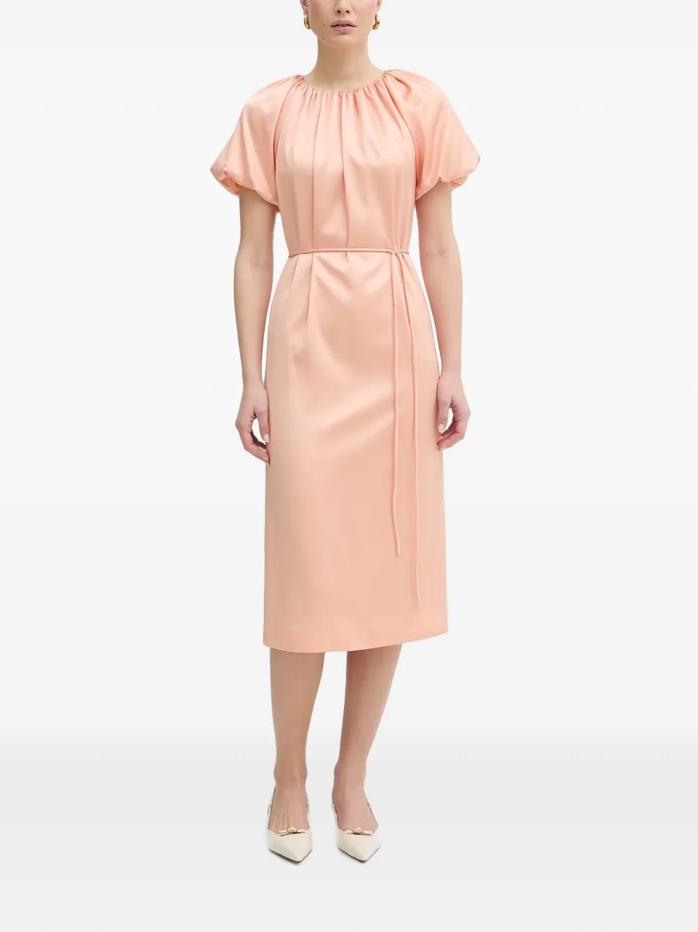 TWINSET gathered puff-sleeve midi dress - Rosa