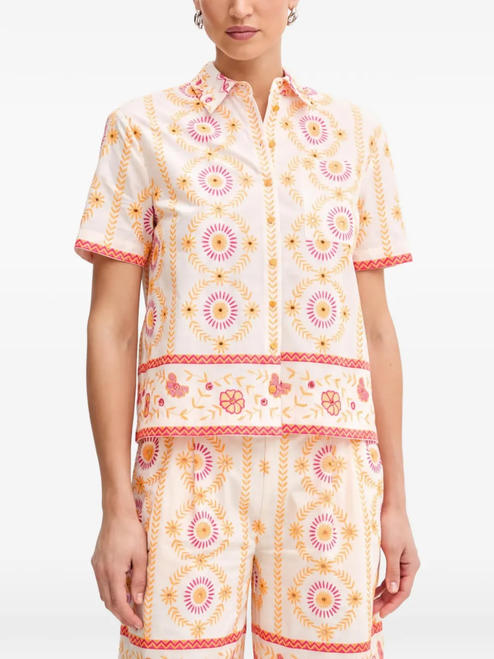 TWINSET floral embroidered shirt - Bianco