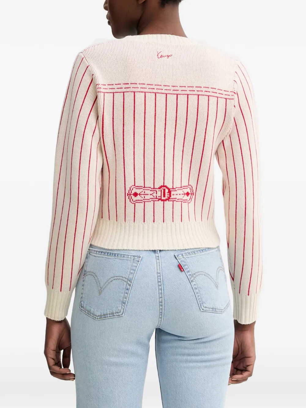 Kenzo Trompe l'oeil gestreept vest met knopen Beige