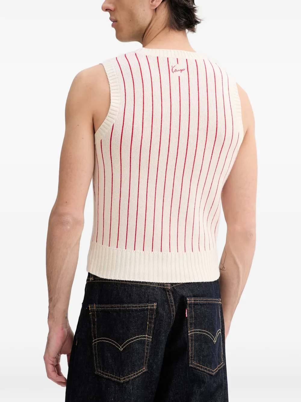 Kenzo Trompe L'œil sleeveless knitted vest Beige