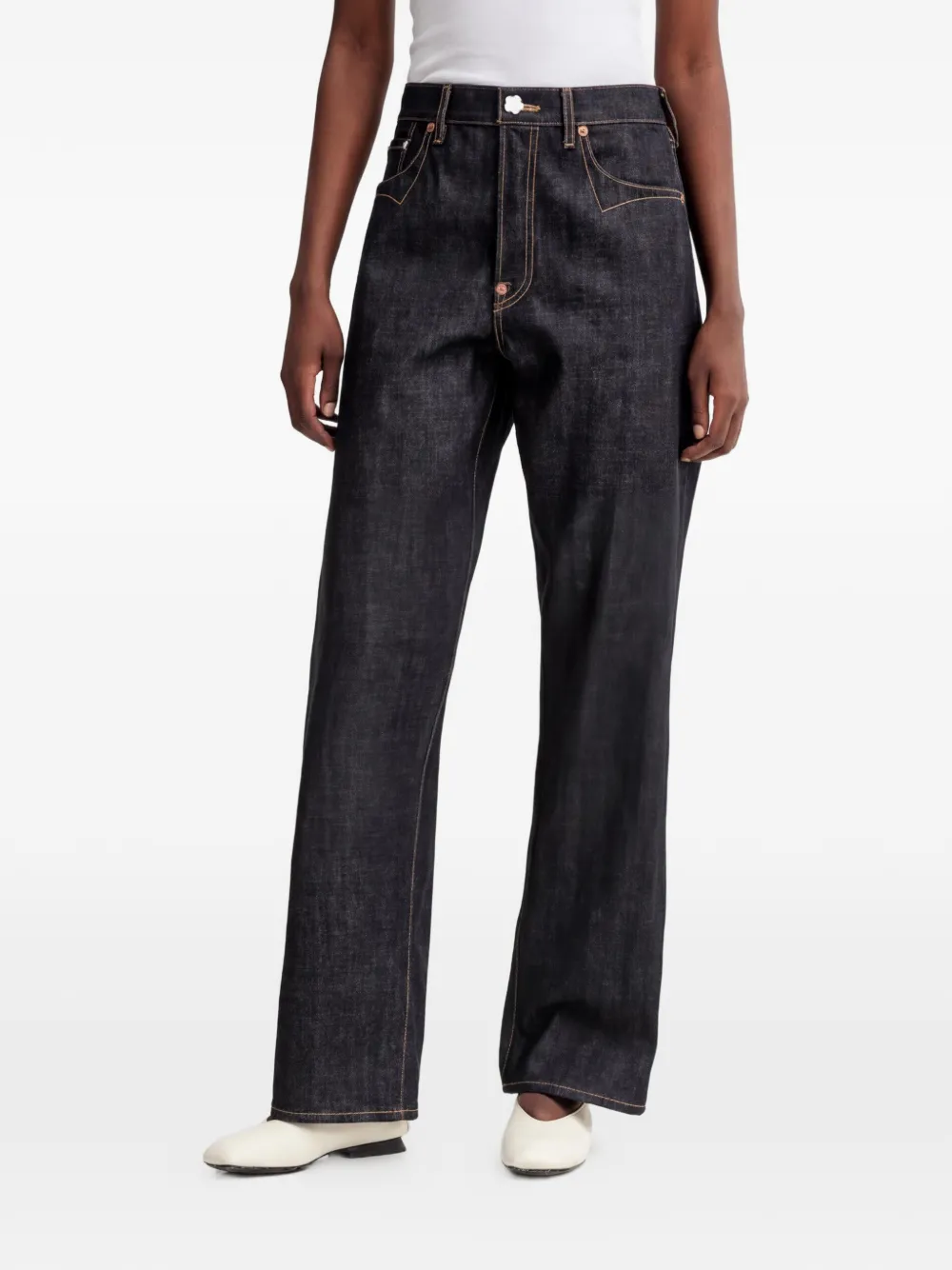 Kenzo low-waist contrast-stitching japanese denim jeans - Blu