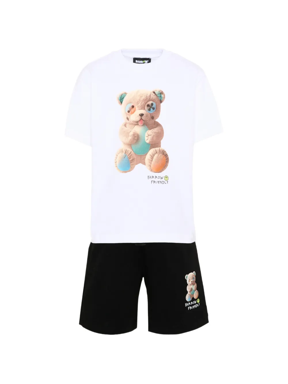 Barrow kids teddy-print short tracksuit (set of two) - Bianco