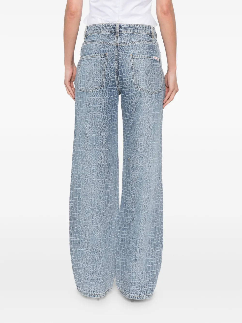 Croc-Effect Straight-Leg Jeans