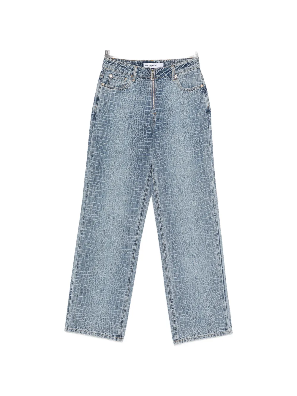 Self-Portrait crocodile-effect jeans - Blu