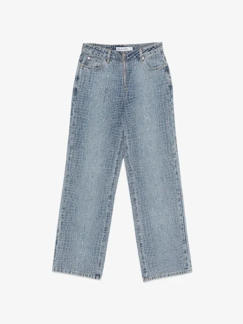 Self-Portrait croc-effect zip jeans