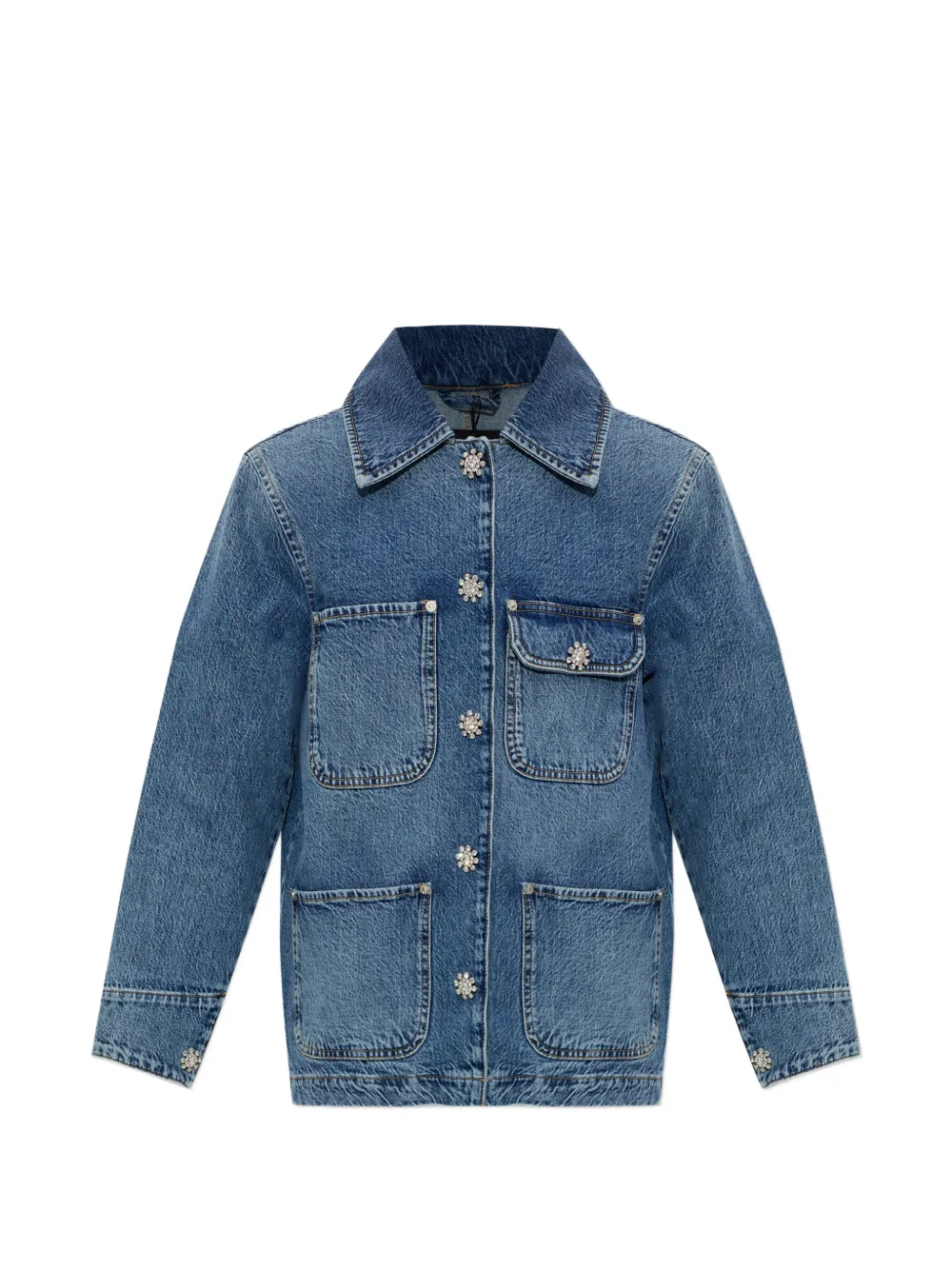 AllSaints Giacca denim Bex con cristalli - Blu