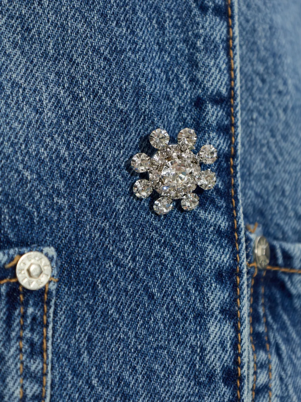 AllSaints Bex denim jack verfraaid met kristallen Blauw