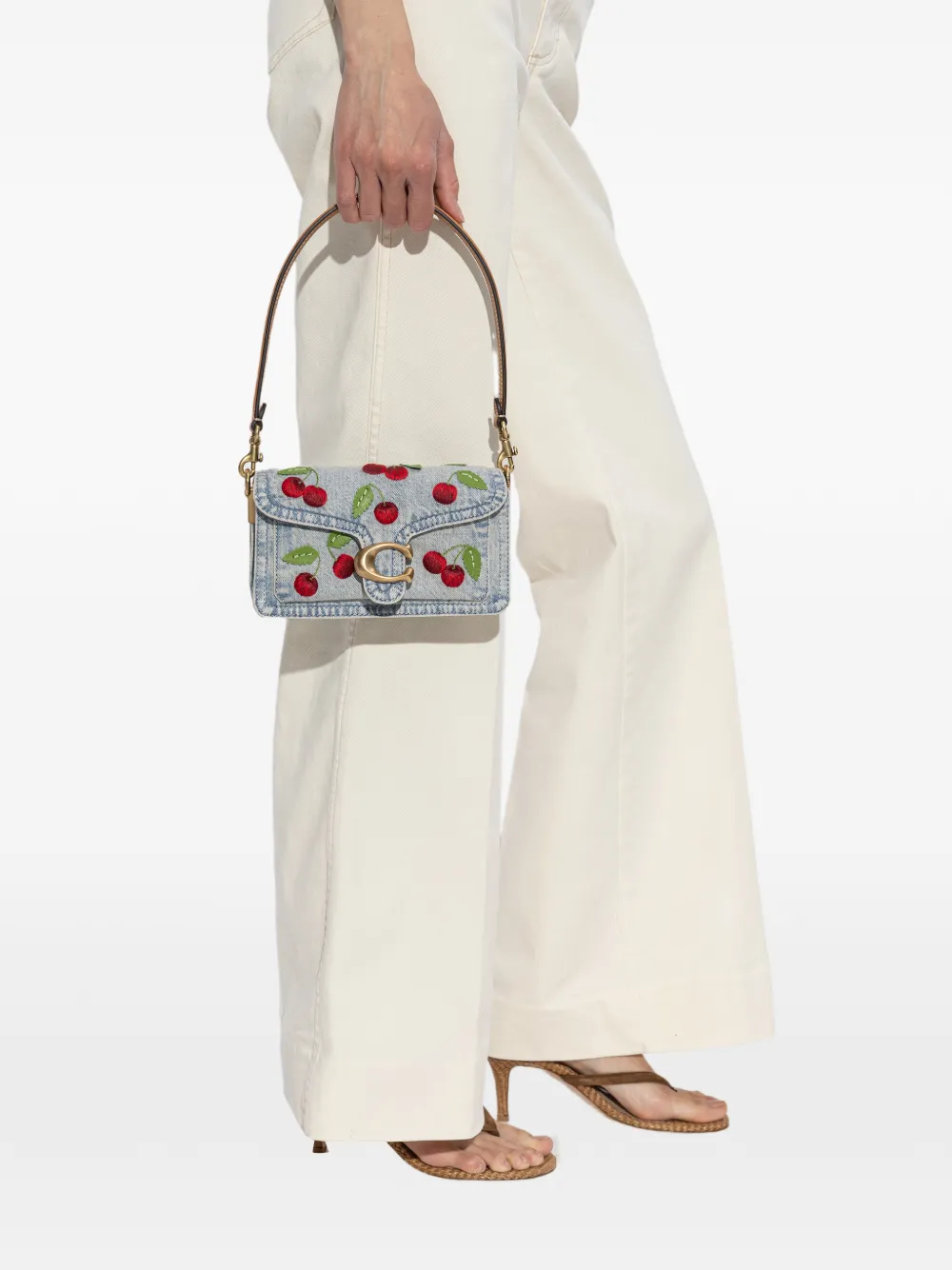  Coach Cherry Embroidered Tote Bag - Blue 