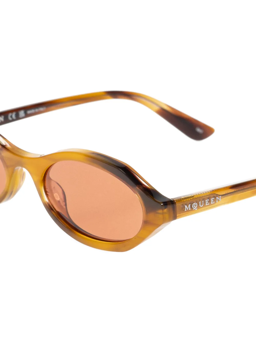 Alexander McQueen Zonnebril met ovalen montuur Bruin