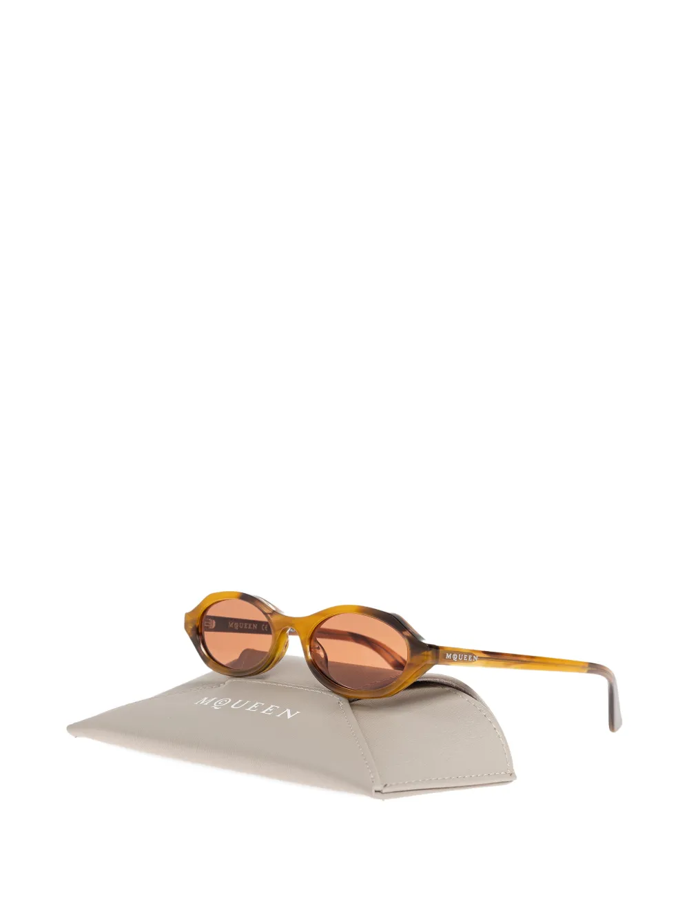 Alexander McQueen Zonnebril met ovalen montuur Bruin