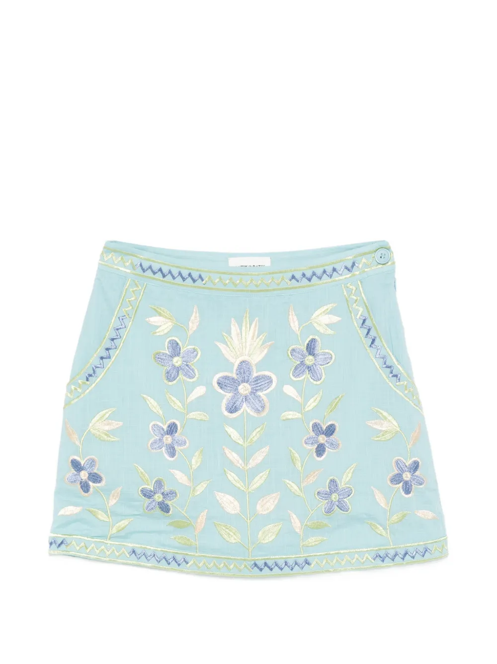 Antik Batik Carioca floral-embroidered mini skirt - Blu