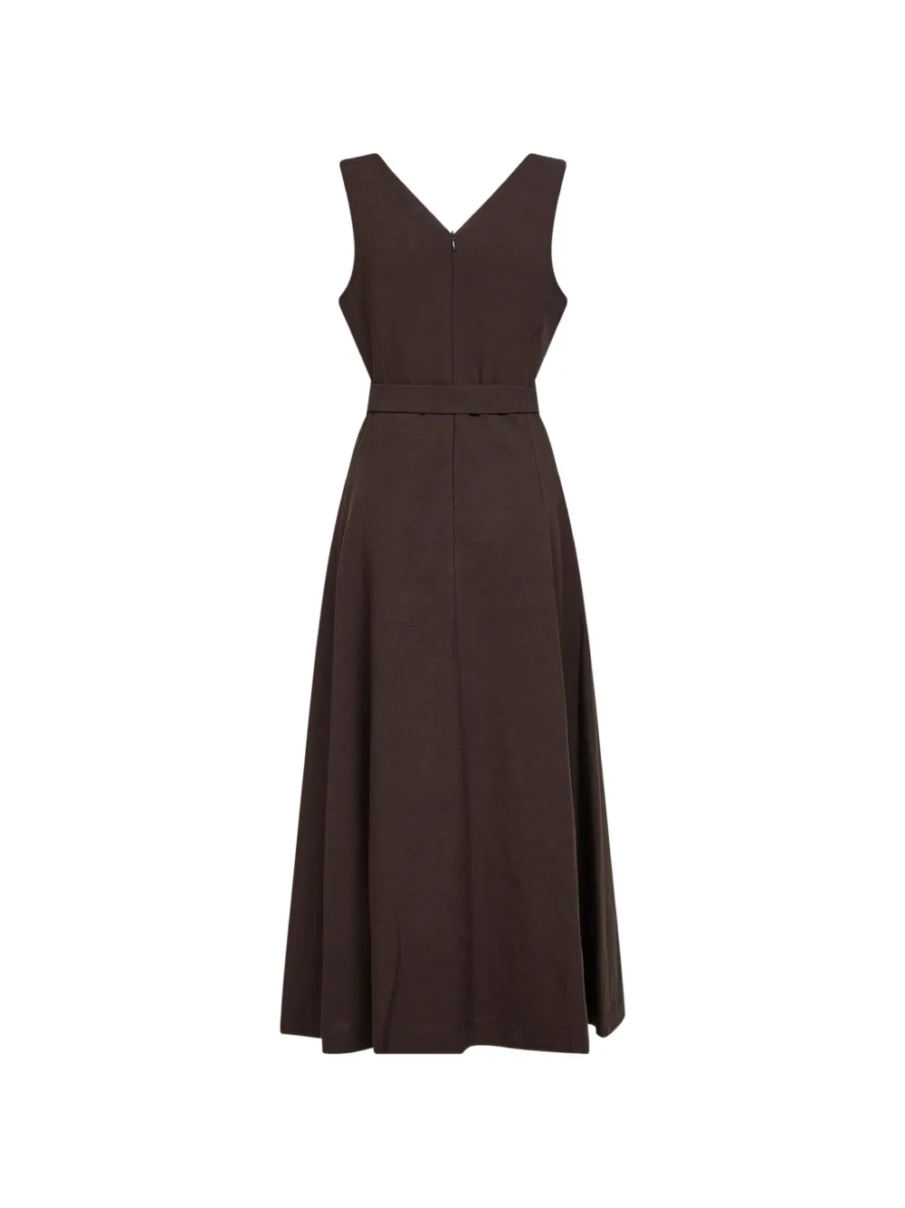 V-Neck Belted Midi Dress