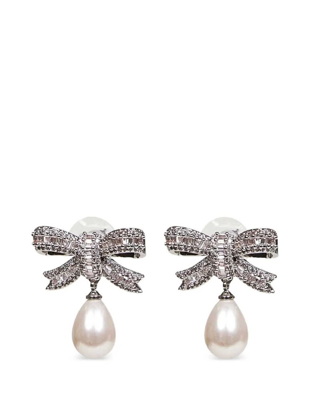 Self-Portrait bow crystal earrings - Argento