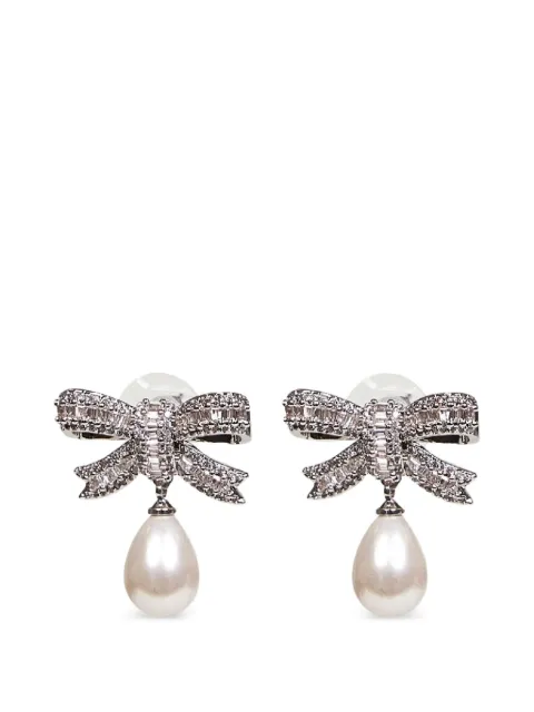 Self-Portrait bow crystal earrings