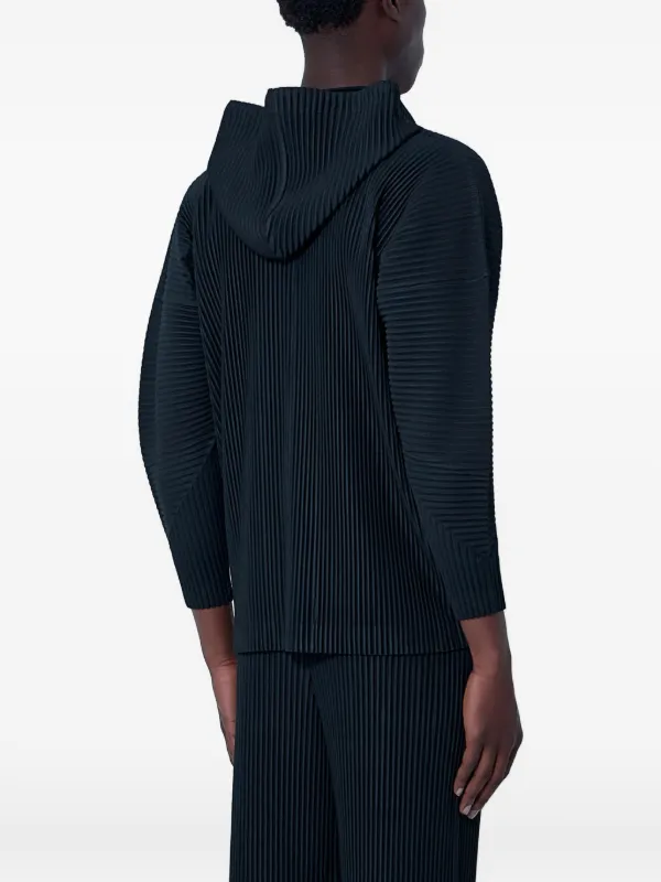 Homme Plissé Issey Miyake pleated-design Hooded Jacket | Black