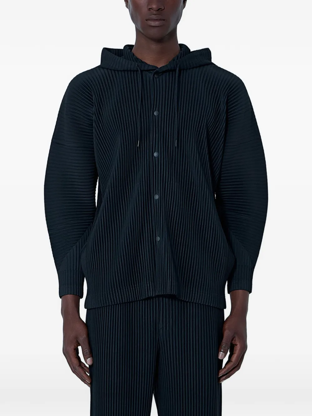 Homme Plissé Issey Miyake pleated-design hooded jacket - Nero